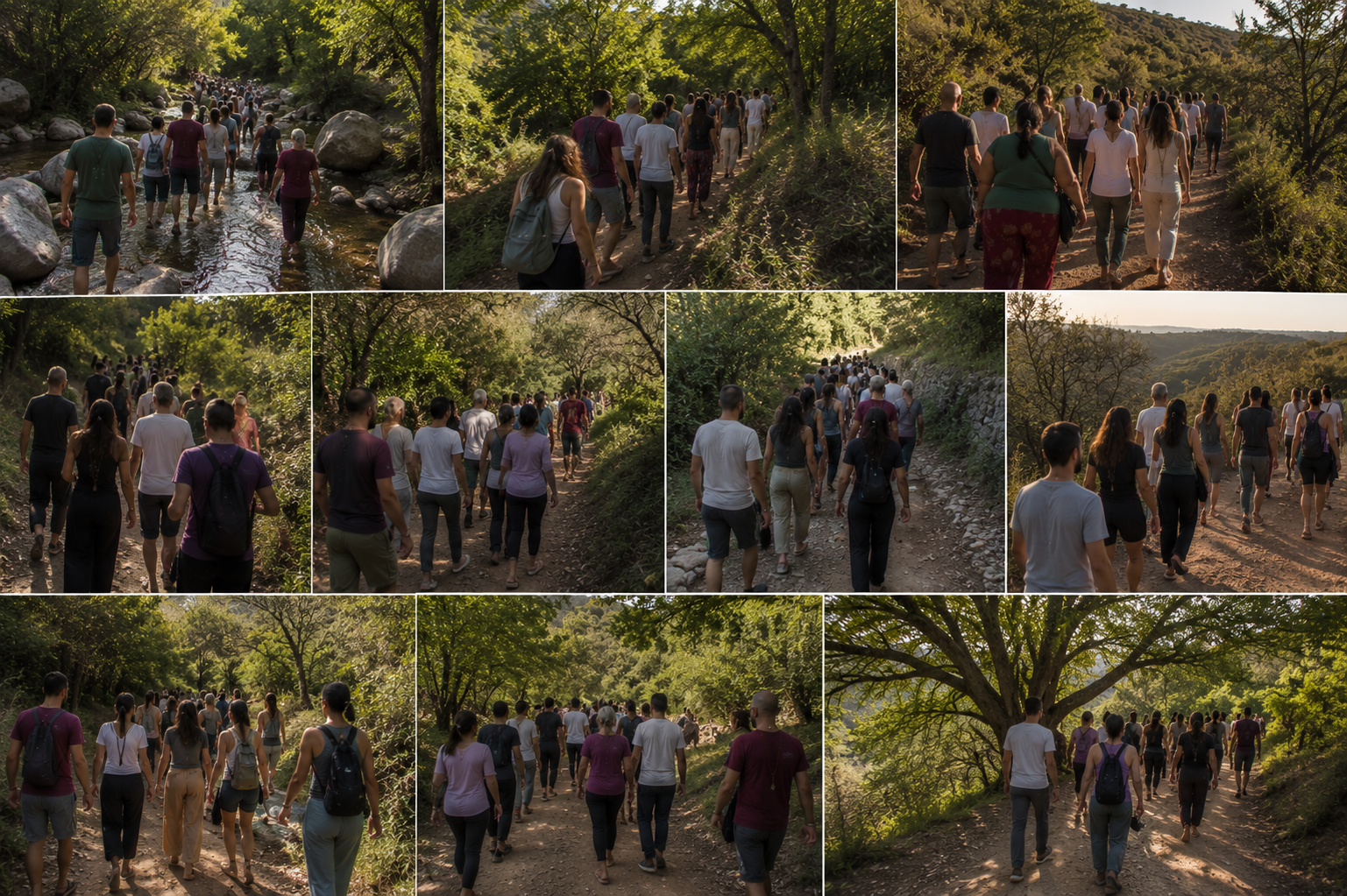Participantes del retiro holístico de flores de bach disfrutando experiencias de sanación y bienestar